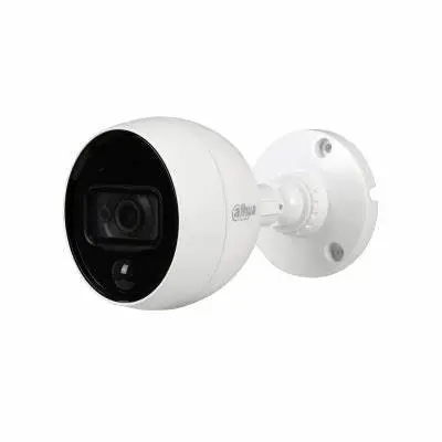 [HAC-ME1200BN-LED-0280B-S4] Cámara con Disuasión Activa, HDCVI 2 MP(1080p), chip CMOS 1/2.7", lente fijo 2.8mm, HD y SD switchable, DWDR, BLC, HLC, AGC, IR Smart Led 20m, PIR Infrarrojos Pasivos 10m/110 ° detección rango / ángulo, Alarma: Luz Blanca, trae soporte, montaje en Pared, IP67, 12VDC, Plástica + Metálica 